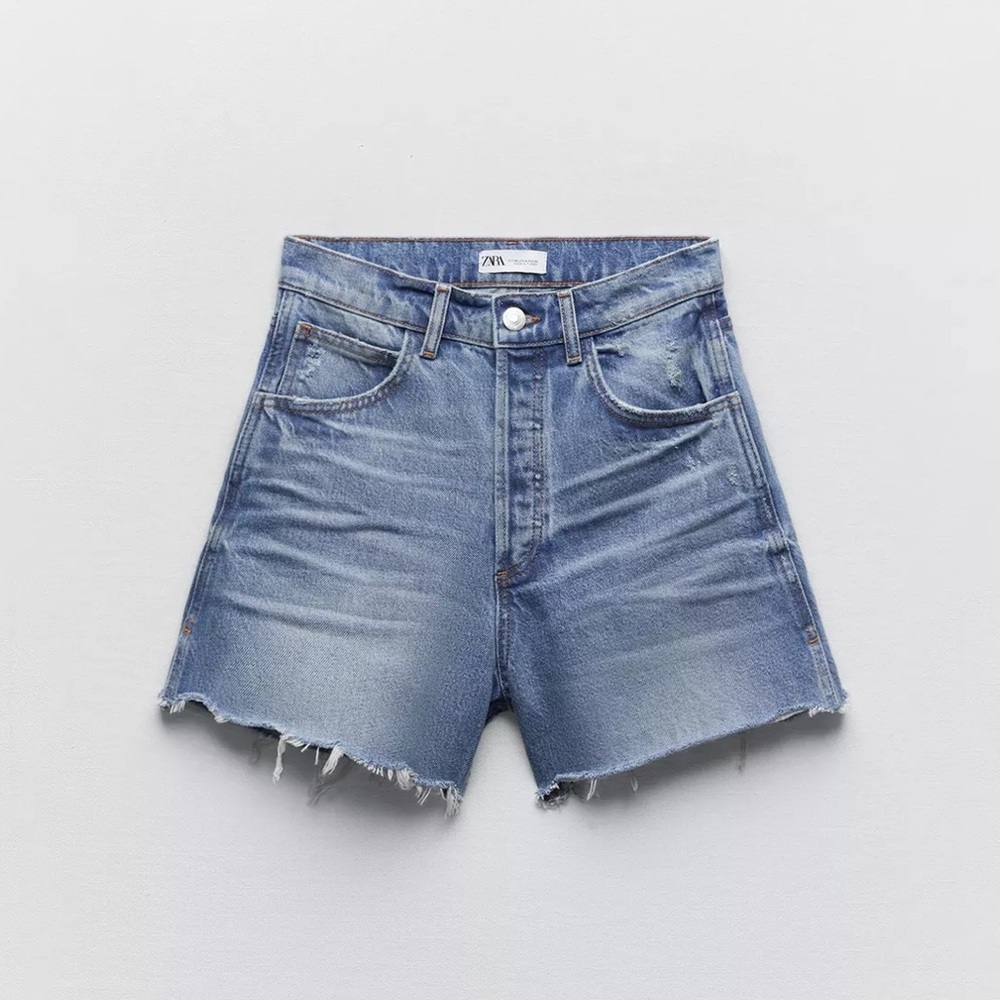Zara Straight Blue Denim Shorts